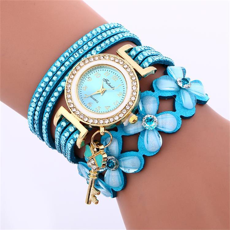 MINHIN Brand Luxury Gold Crystal Rhinestone Bracelet Watch Women Casual Dress Velvet Band Watches Flower Quartz Wristwatches