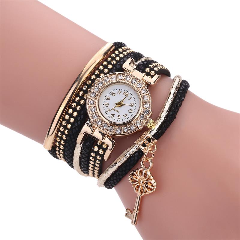 MINHIN Brand Luxury Gold Crystal Rhinestone Bracelet Watch Women Casual Dress Velvet Band Watches Flower Quartz Wristwatches