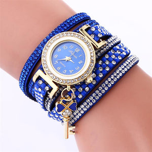 MINHIN Brand Luxury Gold Crystal Rhinestone Bracelet Watch Women Casual Dress Velvet Band Watches Flower Quartz Wristwatches