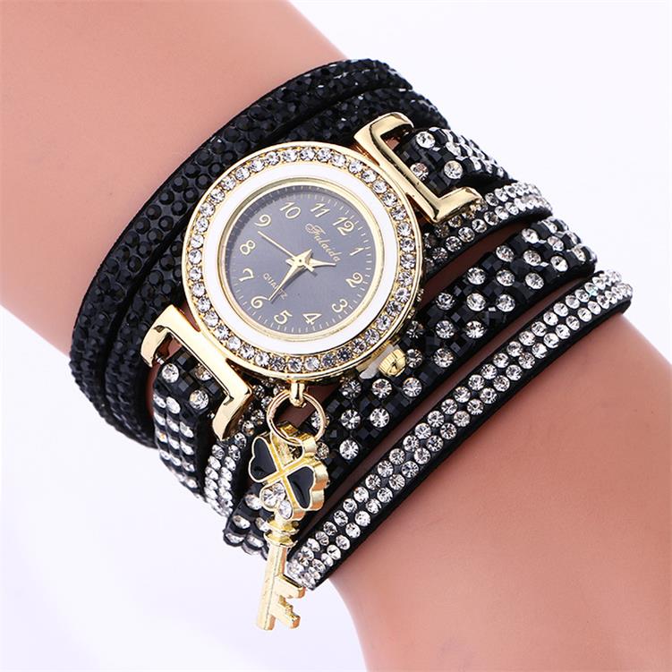 MINHIN Brand Luxury Gold Crystal Rhinestone Bracelet Watch Women Casual Dress Velvet Band Watches Flower Quartz Wristwatches