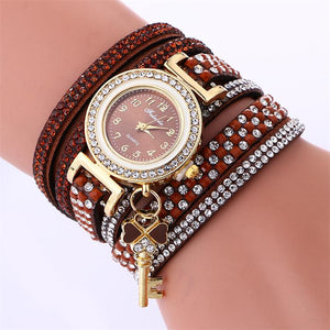 MINHIN Brand Luxury Gold Crystal Rhinestone Bracelet Watch Women Casual Dress Velvet Band Watches Flower Quartz Wristwatches