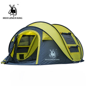 HUILINGYANG 3-4persons single layer large space automatic open throwing pop up windproof waterproof beach camping tent