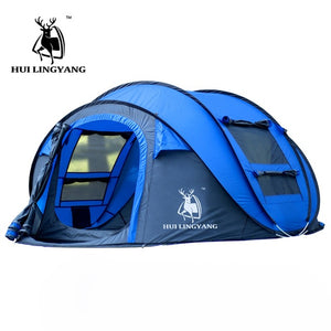 HUILINGYANG 3-4persons single layer large space automatic open throwing pop up windproof waterproof beach camping tent