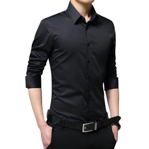 New Men's Shirt Long Sleeve Casual Shirts Men Dress Slim Solid Business Dress Shirt Spring Autumn Men's Dress Shirt With Button