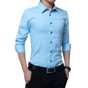 New Men's Shirt Long Sleeve Casual Shirts Men Dress Slim Solid Business Dress Shirt Spring Autumn Men's Dress Shirt With Button