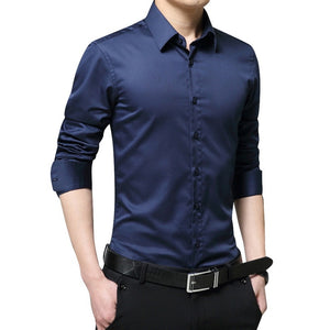 New Men's Shirt Long Sleeve Casual Shirts Men Dress Slim Solid Business Dress Shirt Spring Autumn Men's Dress Shirt With Button