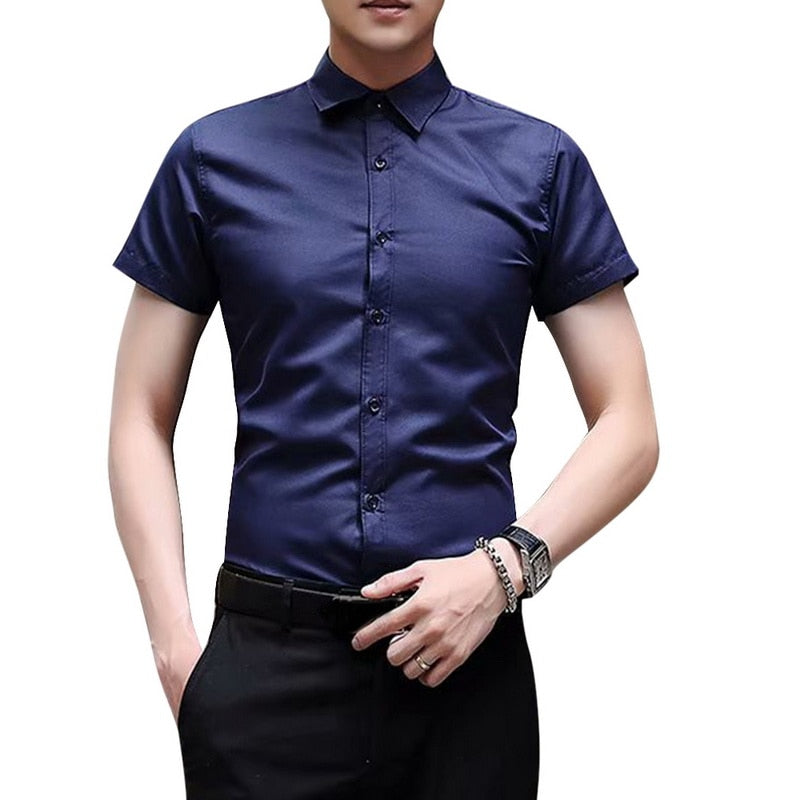 New Men's Shirt Long Sleeve Casual Shirts Men Dress Slim Solid Business Dress Shirt Spring Autumn Men's Dress Shirt With Button