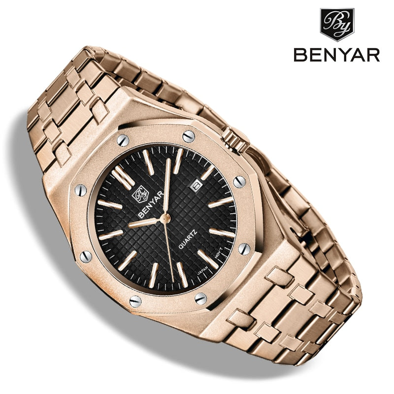 2020 New men's watches BENYAR quartz luxury watch men top luxury brand wrist watch men steel waterproof clock Relogio Masculino