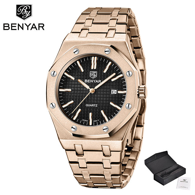 2020 New men's watches BENYAR quartz luxury watch men top luxury brand wrist watch men steel waterproof clock Relogio Masculino