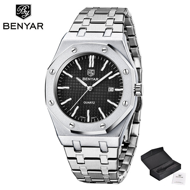 2020 New men's watches BENYAR quartz luxury watch men top luxury brand wrist watch men steel waterproof clock Relogio Masculino