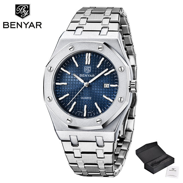 2020 New men's watches BENYAR quartz luxury watch men top luxury brand wrist watch men steel waterproof clock Relogio Masculino