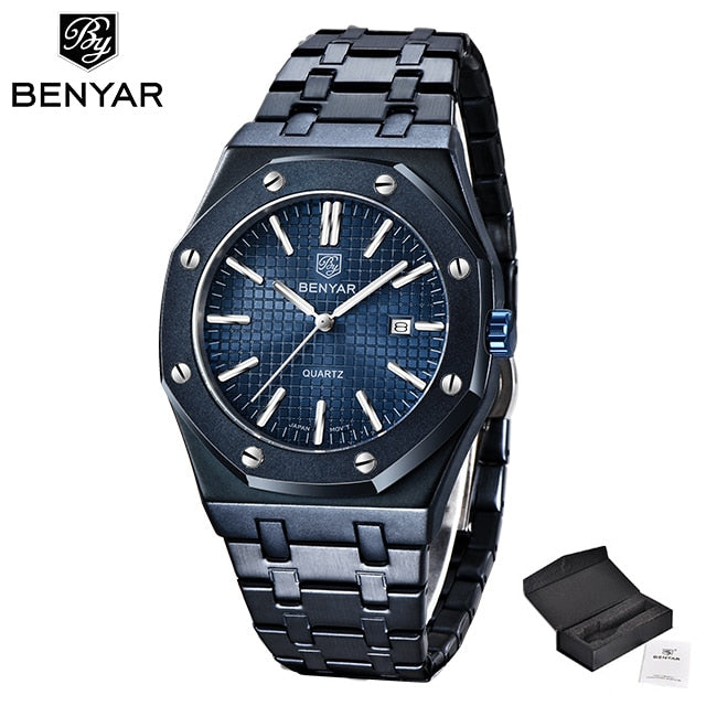 2020 New men's watches BENYAR quartz luxury watch men top luxury brand wrist watch men steel waterproof clock Relogio Masculino