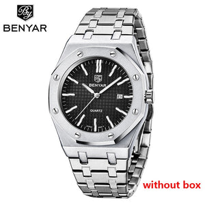 2020 New men's watches BENYAR quartz luxury watch men top luxury brand wrist watch men steel waterproof clock Relogio Masculino