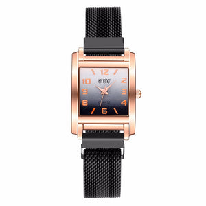 CCQ Women Magnet Buckle Gradient Color Arabic Numbers Watch Luxury Ladies Square Case Shape Quartz Watches Relogio Feminino