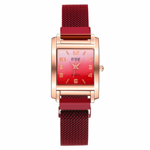 CCQ Women Magnet Buckle Gradient Color Arabic Numbers Watch Luxury Ladies Square Case Shape Quartz Watches Relogio Feminino