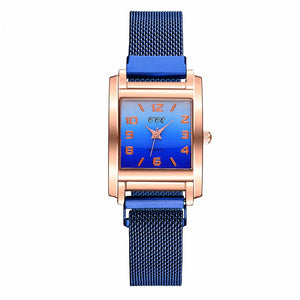 CCQ Women Magnet Buckle Gradient Color Arabic Numbers Watch Luxury Ladies Square Case Shape Quartz Watches Relogio Feminino