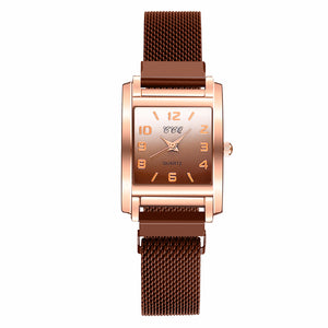 CCQ Women Magnet Buckle Gradient Color Arabic Numbers Watch Luxury Ladies Square Case Shape Quartz Watches Relogio Feminino