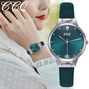 Luxury Women Watches Green Dial Ladies Quartz Wristwatch Fashion Leather Strap Clock Creative Dress Gift Relogio Feminino@50