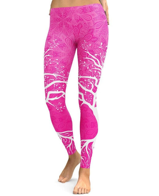 Women's  Workout Leggings Tree Print Fitness Stretch Casual Pants Leggings High Wast Comfort CoolFemale Pants Clothing