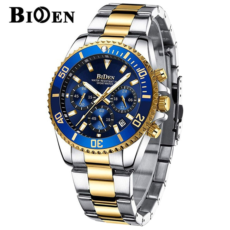 BIDEN 2019 Watch Men Top Brand Luxury Military Army Sports Casual Waterproof Mens Watches Quartz Stainless Steel Wristwatch