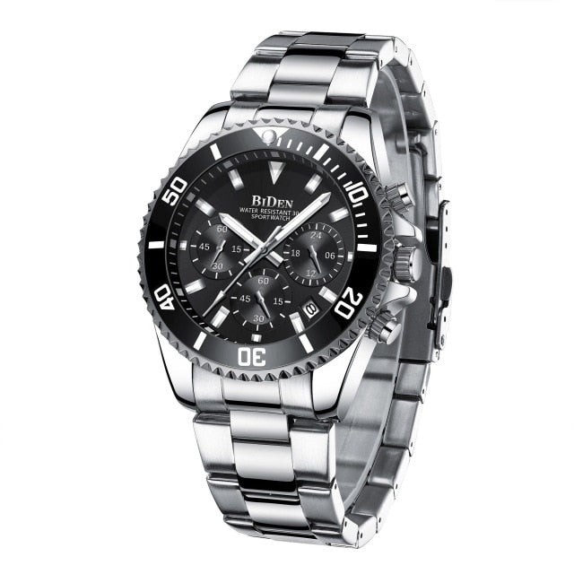 BIDEN 2019 Watch Men Top Brand Luxury Military Army Sports Casual Waterproof Mens Watches Quartz Stainless Steel Wristwatch