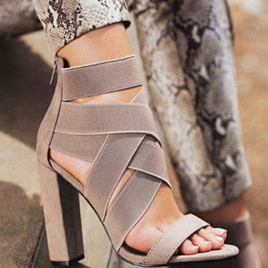 2019 New Style Fashion Ladies Summer Sexy High Heel Party Shoes Ladies Open Toe Thick with Women's High Heels Sandal A035