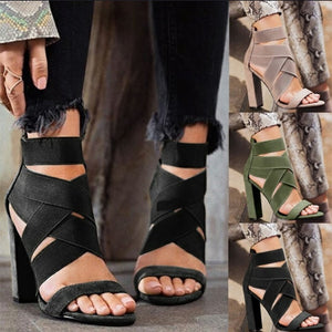 2019 New Style Fashion Ladies Summer Sexy High Heel Party Shoes Ladies Open Toe Thick with Women's High Heels Sandal A035