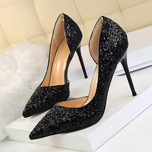 LAKESHI Women Pumps Sexy Wedding Shoes Bling Extreme High Heels Women Heel Shoes Gold Sequins Gradient Stiletto Ladies Shoes