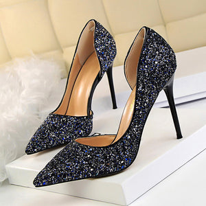 LAKESHI Women Pumps Sexy Wedding Shoes Bling Extreme High Heels Women Heel Shoes Gold Sequins Gradient Stiletto Ladies Shoes