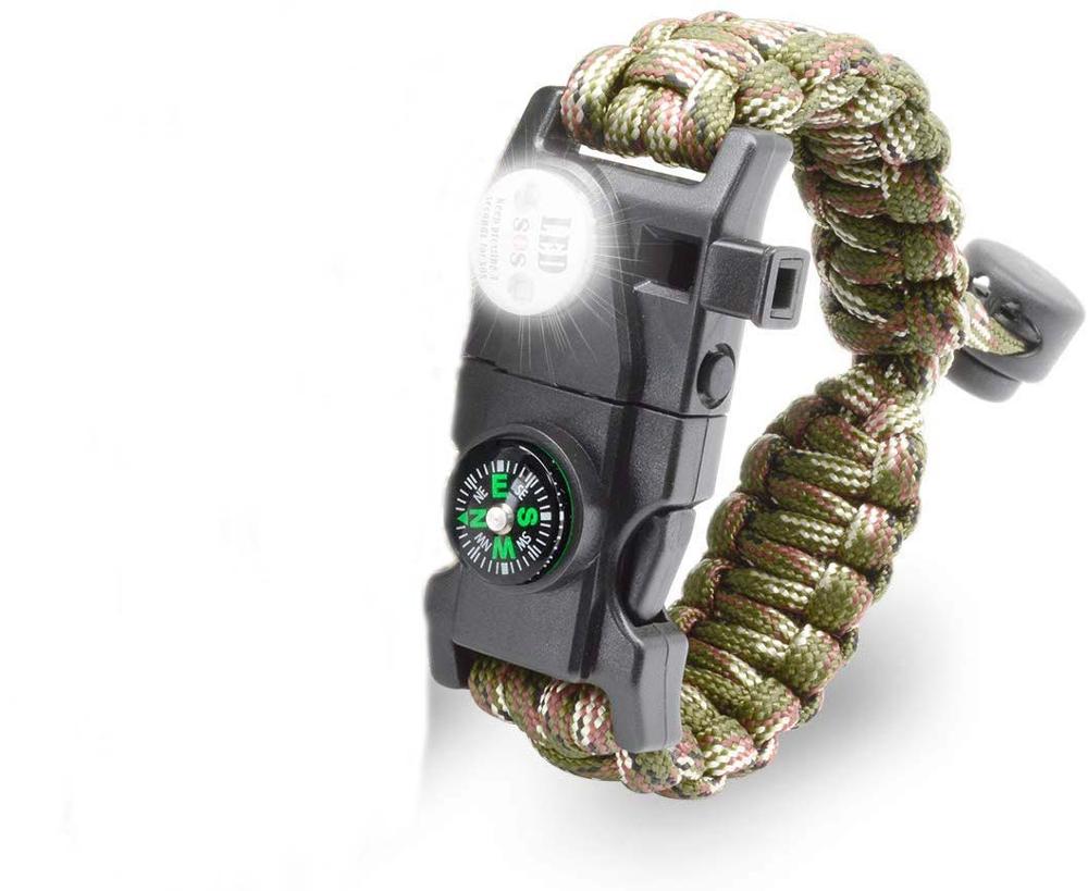 Outdoor Survival Paracord Survive Bracelet Camp Equipment Emergency Multi tool Survival Braided Pulseras Rescue Rope SOS Flash