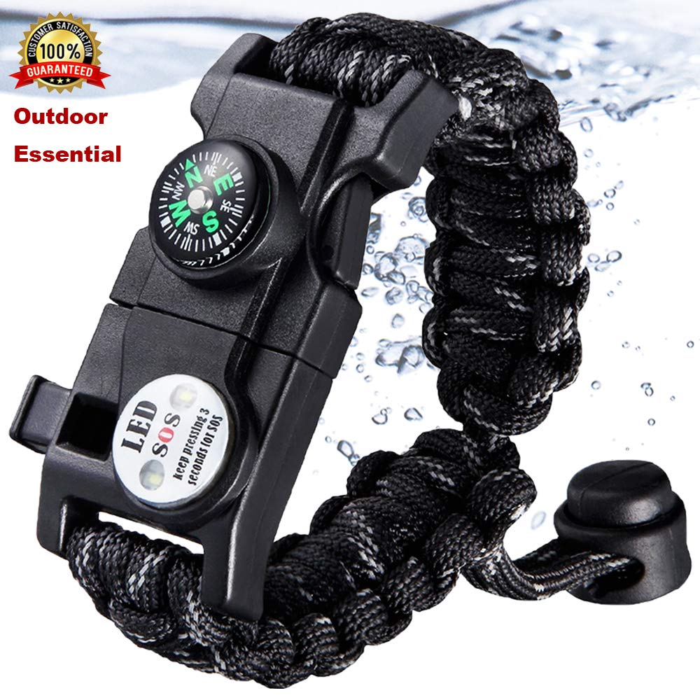 Outdoor Survival Paracord Survive Bracelet Camp Equipment Emergency Multi tool Survival Braided Pulseras Rescue Rope SOS Flash