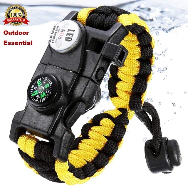 Outdoor Survival Paracord Survive Bracelet Camp Equipment Emergency Multi tool Survival Braided Pulseras Rescue Rope SOS Flash