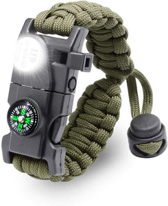 Outdoor Survival Paracord Survive Bracelet Camp Equipment Emergency Multi tool Survival Braided Pulseras Rescue Rope SOS Flash