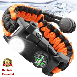 Outdoor Survival Paracord Survive Bracelet Camp Equipment Emergency Multi tool Survival Braided Pulseras Rescue Rope SOS Flash