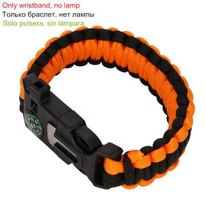 Outdoor Survival Paracord Survive Bracelet Camp Equipment Emergency Multi tool Survival Braided Pulseras Rescue Rope SOS Flash