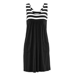 Fashion striped dress large size summer dress  loose simple sleeveless dress women's clothing