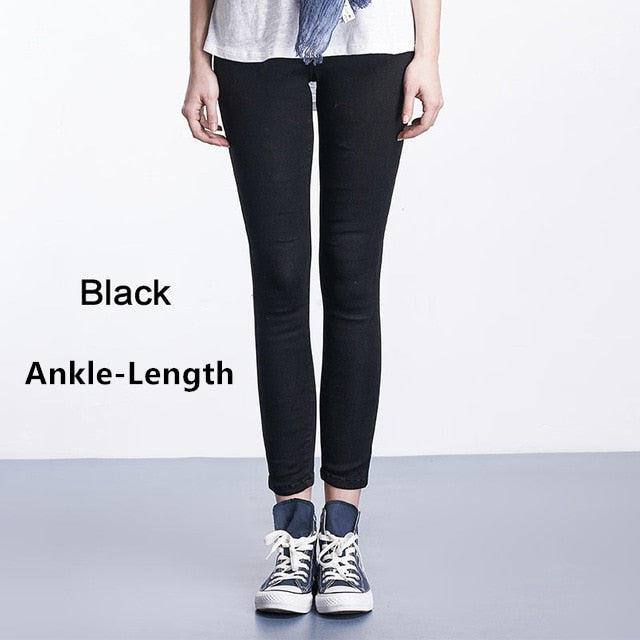 2018 Casual Women Jeans   high waist  Pant Slim Plus Size High Elastic  Denim Trousers for woman black blue 110kg