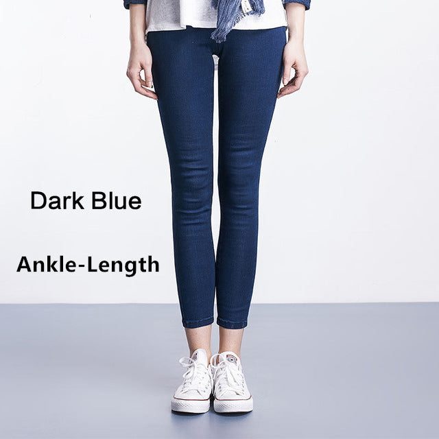 2018 Casual Women Jeans   high waist  Pant Slim Plus Size High Elastic  Denim Trousers for woman black blue 110kg