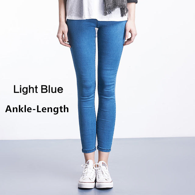 2018 Casual Women Jeans   high waist  Pant Slim Plus Size High Elastic  Denim Trousers for woman black blue 110kg