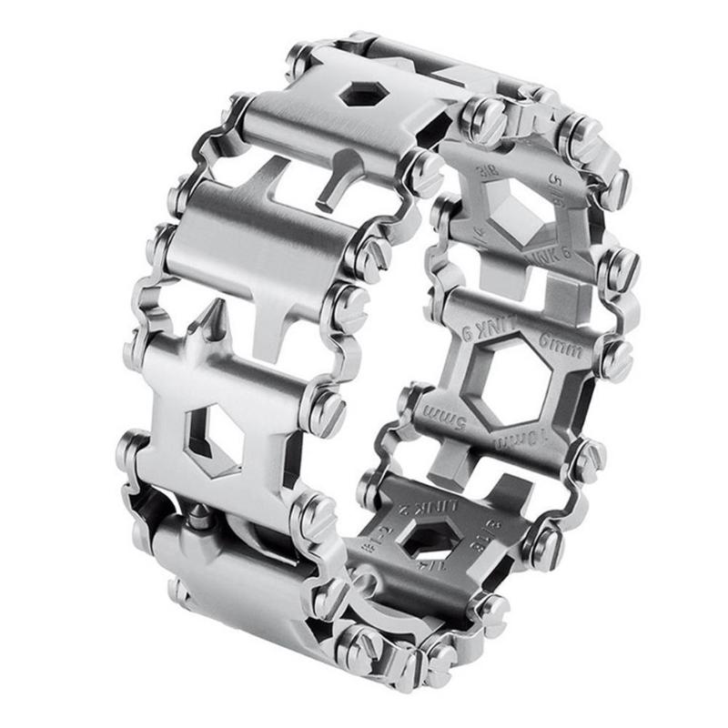 29 IN 1 Stainless Steel Multi Tool Bracelets Multi-function Bracelet Black Screwdriver Outdoor Camping Hiking Emergency Tool