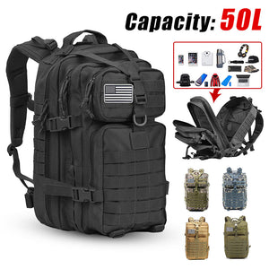 50L Tactical Backpack 3P Softback Outdoor Waterproof Backpack Military Hiking Rucksacks Men Hunting Travel Camping Backpack Bags