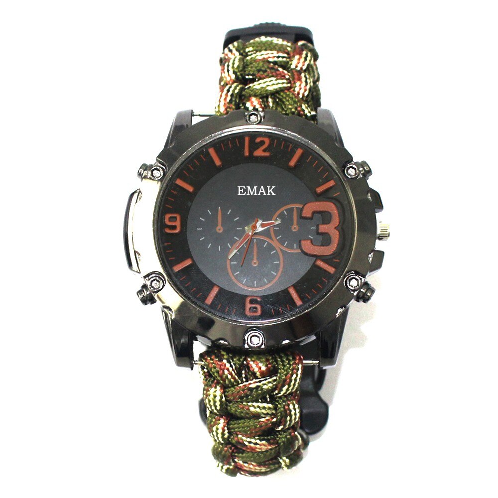 Outdoor Survival Watch Multifunctional Waterproof Military Tactical Paracord Watch Bracelet Camping Hiking Emergency EDC Gear