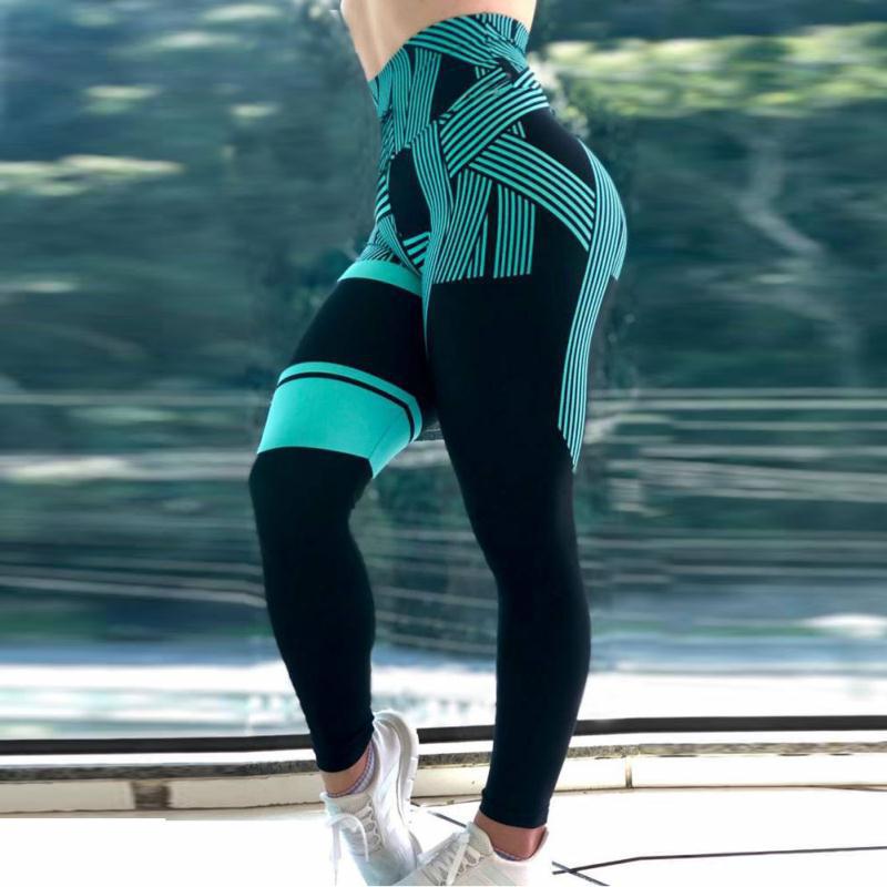 SVOKOR High Waist Leggings Ladies Digital Printing Striped Fitness Leggings Casual Sports Breathable Pants Women's Clothing