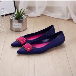 Cresfimix Zapatos De Mujer Women Cute Sweet Navy Blue Slip on Flat Shoes Ladies Classic Summer Jelly Comfort Beach Loafers