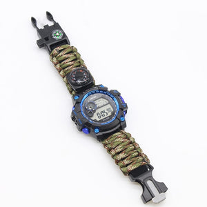 Outdoor Survive Watch Emergency with Night Vision 50M Waterproof Paracord Knife Compass Thermometer Whistles First Aid Kits Hot