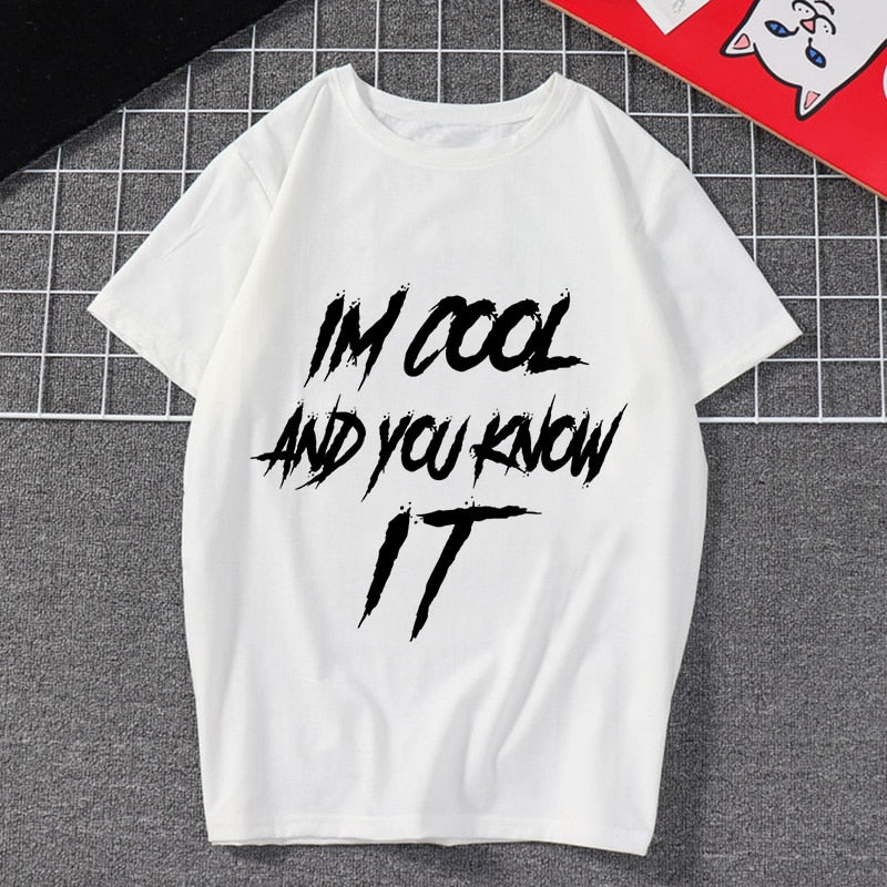 New Women's Clothing I Am Cool Font Print Harajuku Funny Vintage Vogue Streetwear Tracksuit Personality I Am Free Female T-shirt