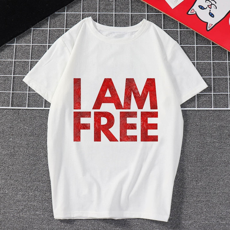 New Women's Clothing I Am Cool Font Print Harajuku Funny Vintage Vogue Streetwear Tracksuit Personality I Am Free Female T-shirt