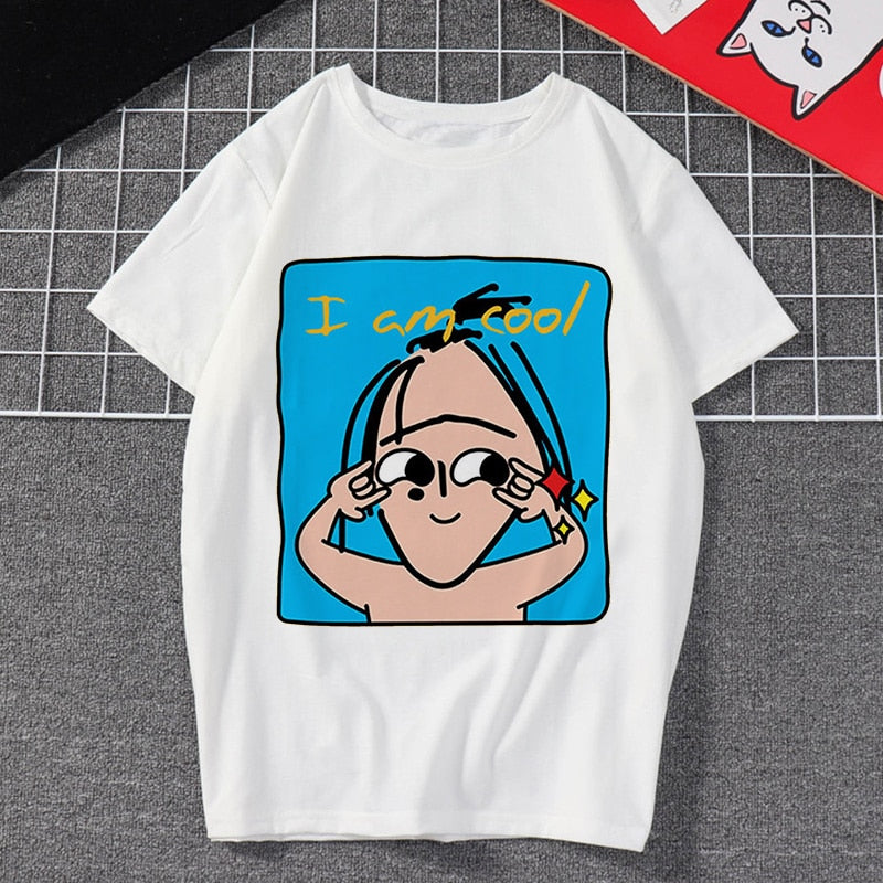 New Women's Clothing I Am Cool Font Print Harajuku Funny Vintage Vogue Streetwear Tracksuit Personality I Am Free Female T-shirt