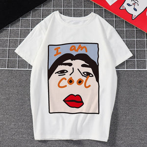 New Women's Clothing I Am Cool Font Print Harajuku Funny Vintage Vogue Streetwear Tracksuit Personality I Am Free Female T-shirt