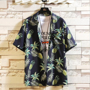 Print Brand Summer Hot Sell Men's Beach Shirt Fashion Short Sleeve Floral Loose Casual Shirts Plus Asian SIZE M-4XL 5XL Hawaiian